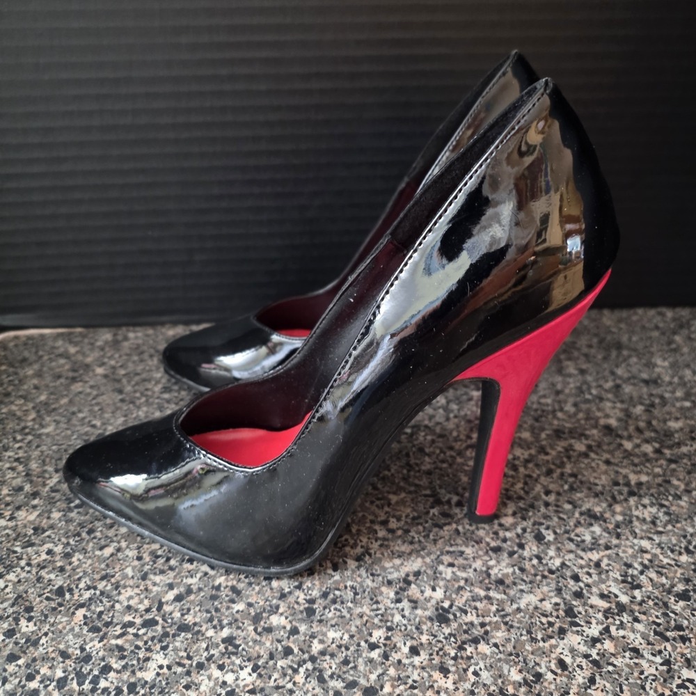 Ellie Patent Pumps Women Size 7 Black Red 5" Stiletto High Heels Pointed Toe New